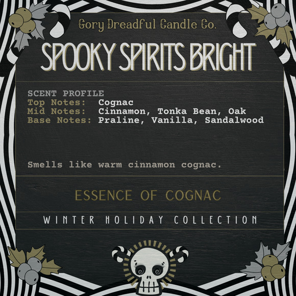 Spooky Spirits Bright Crackling Wooden Wick Candle: Essence of Cognac Scent - Picture 2 of 9